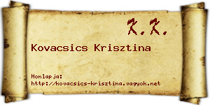 Kovacsics Krisztina névjegykártya